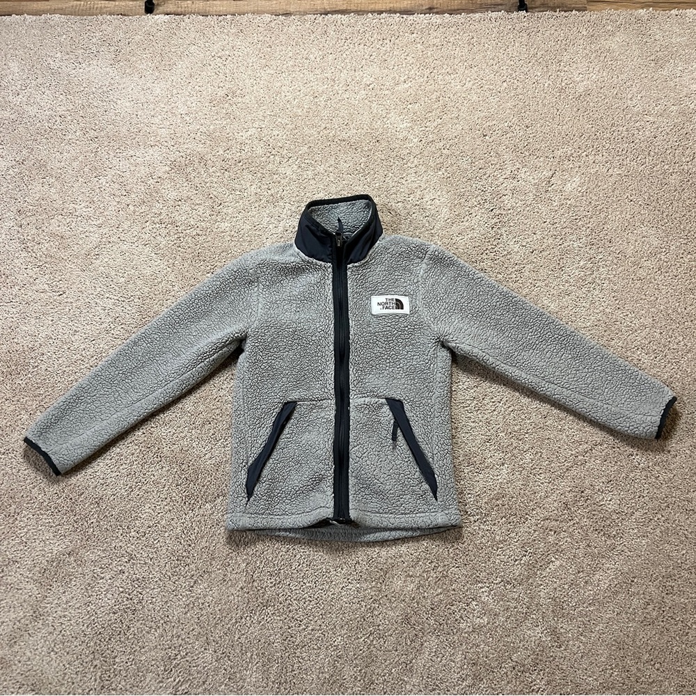 The North Face Kids Gray Fleece Jacket with Black Trim